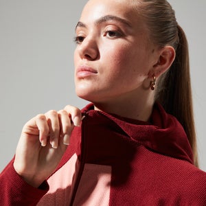 Women's Belleview Fleece Hooded Jacket - Dark Red/Pink