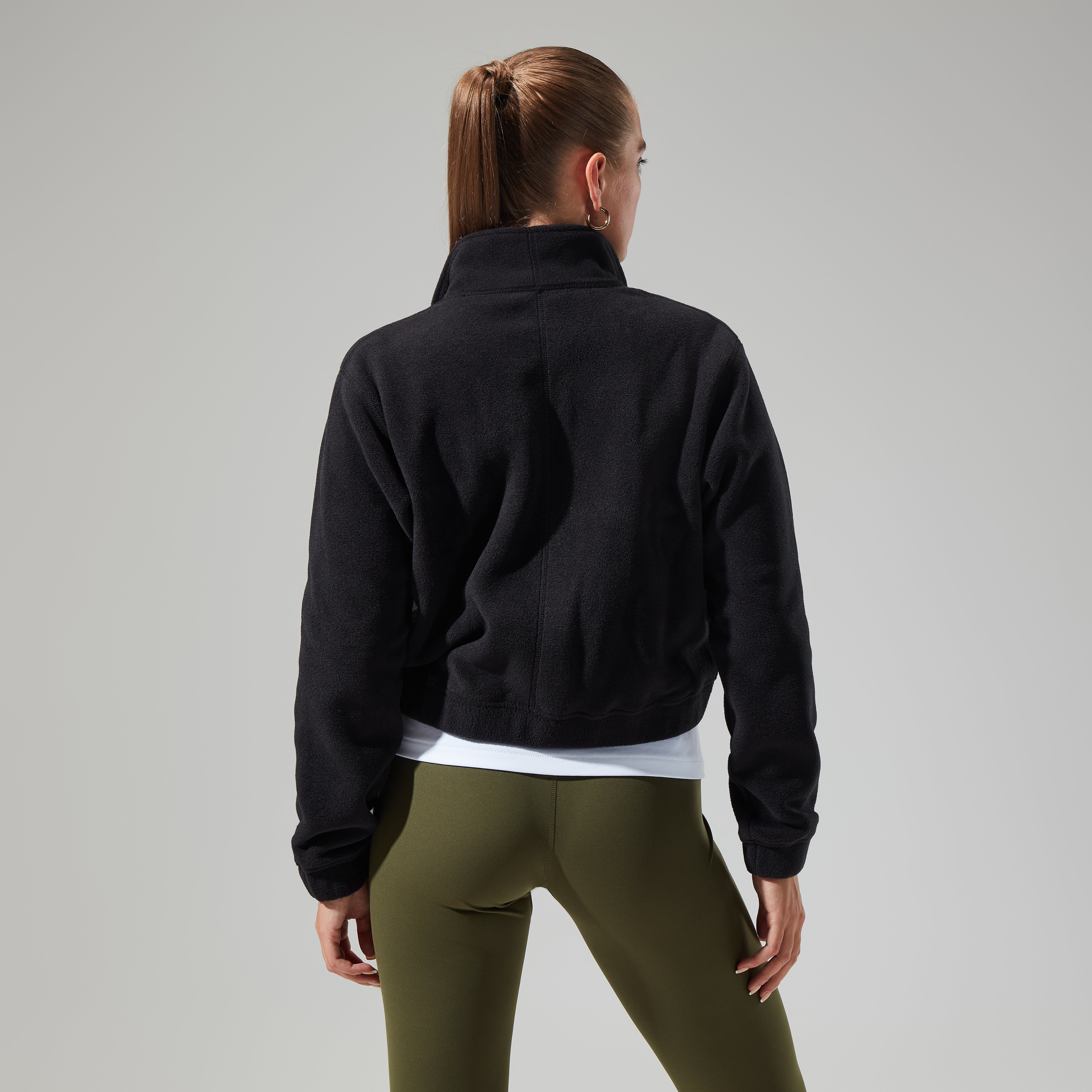 Women's Urban Cropped Co-ord Fleece Jacket - Black
