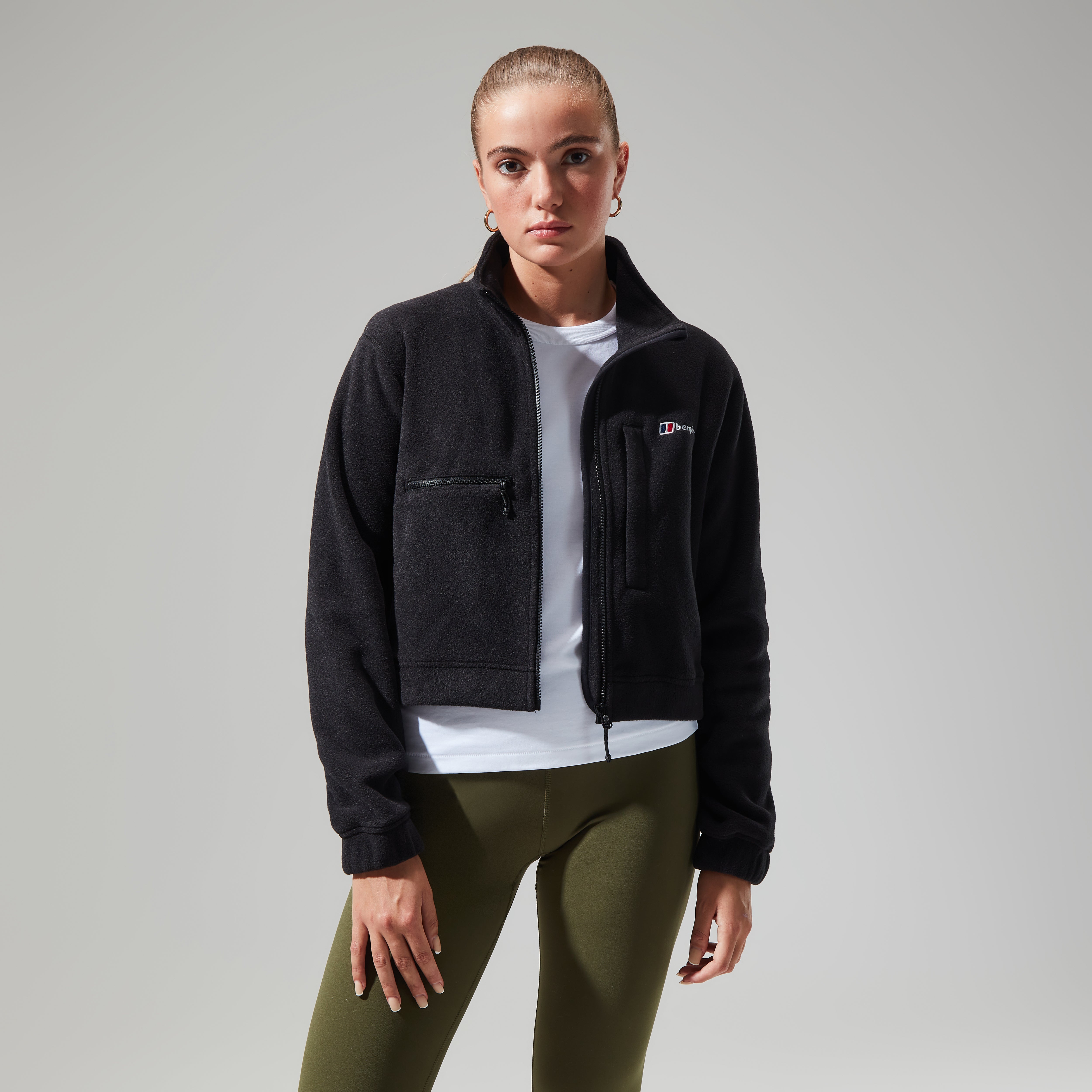 Women's Urban Cropped Co-ord Fleece Jacket - Black