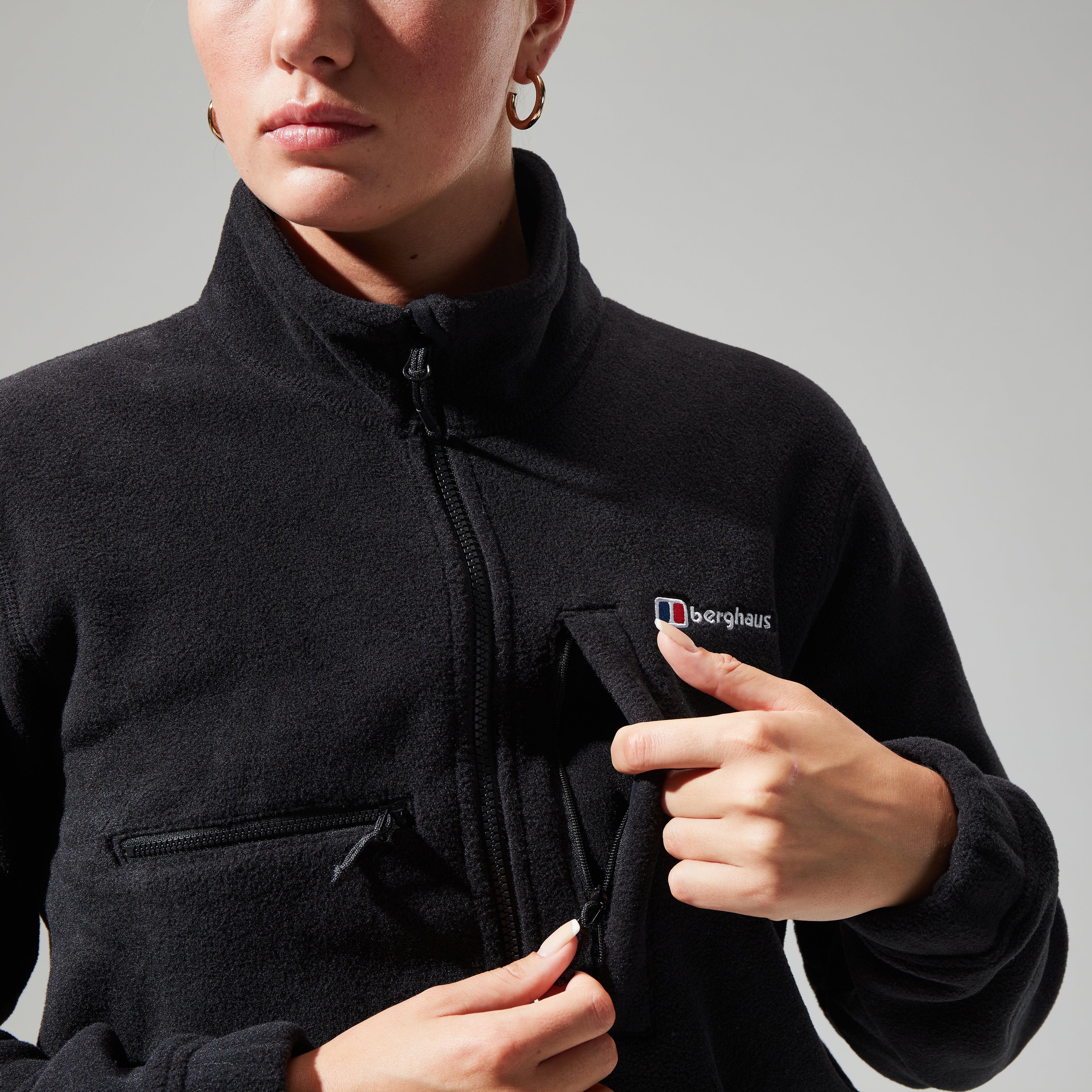 Women's Urban Cropped Co-ord Fleece Jacket - Black