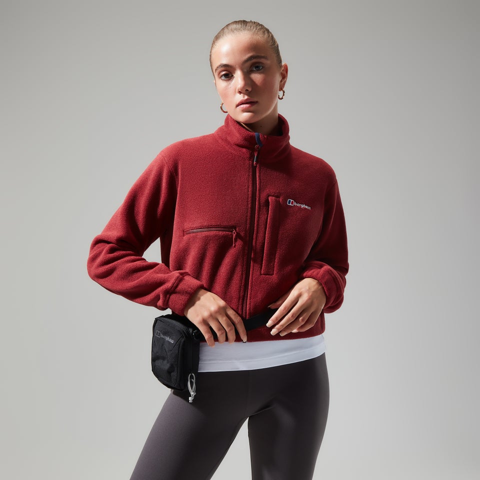 Women's Urban Cropped Co-ord Fleece Jacket - Dark Red