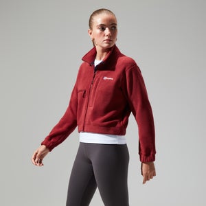 Women's Urban Cropped Co-ord Fleece Jacket - Dark Red