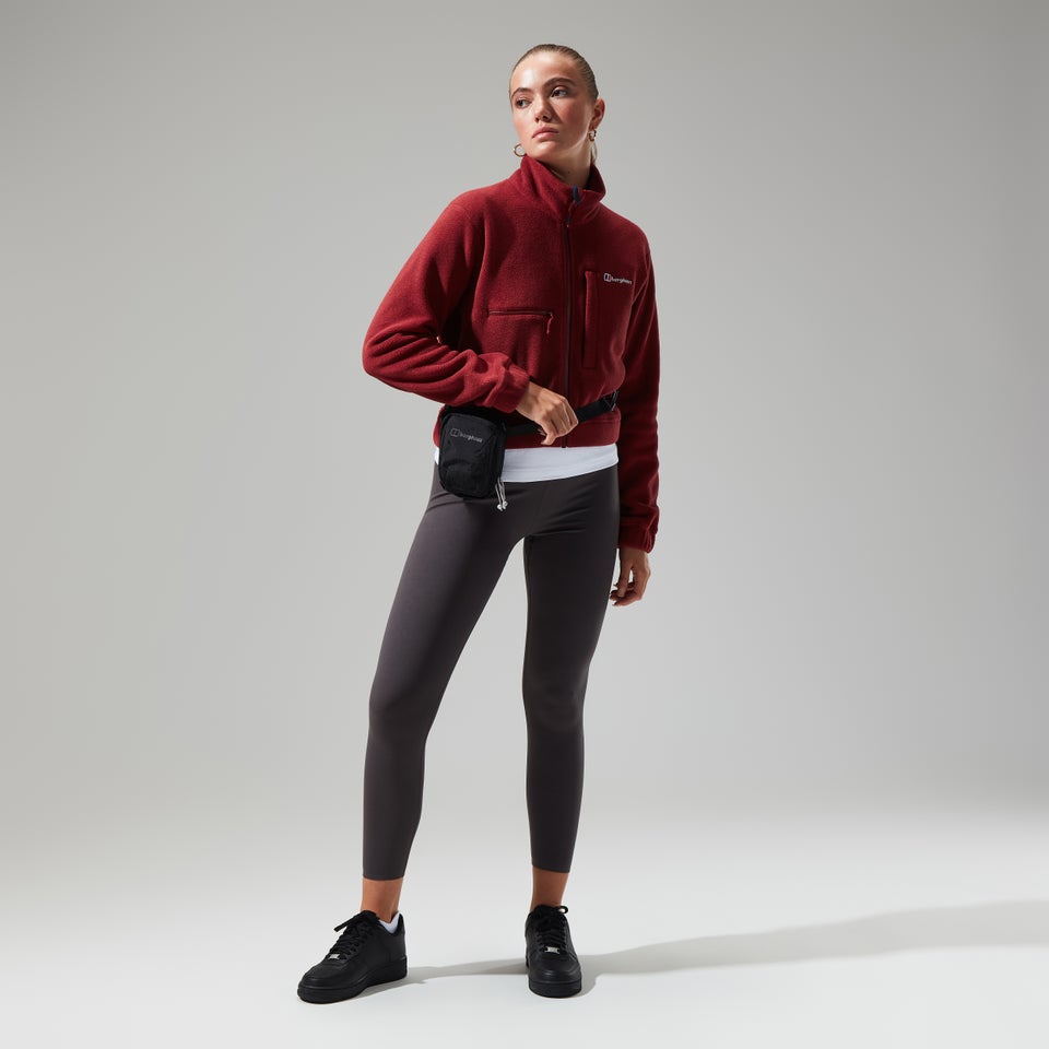 Women's Urban Cropped Co-ord Fleece Jacket - Dark Red