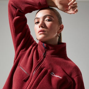 Women's Urban Cropped Co-ord Fleece Jacket - Dark Red