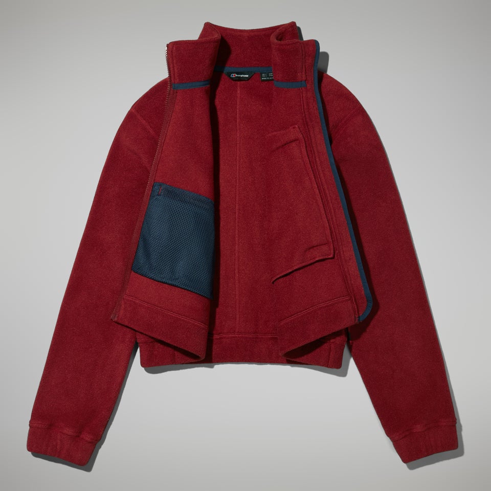 Women's Urban Cropped Co-ord Fleece Jacket - Dark Red