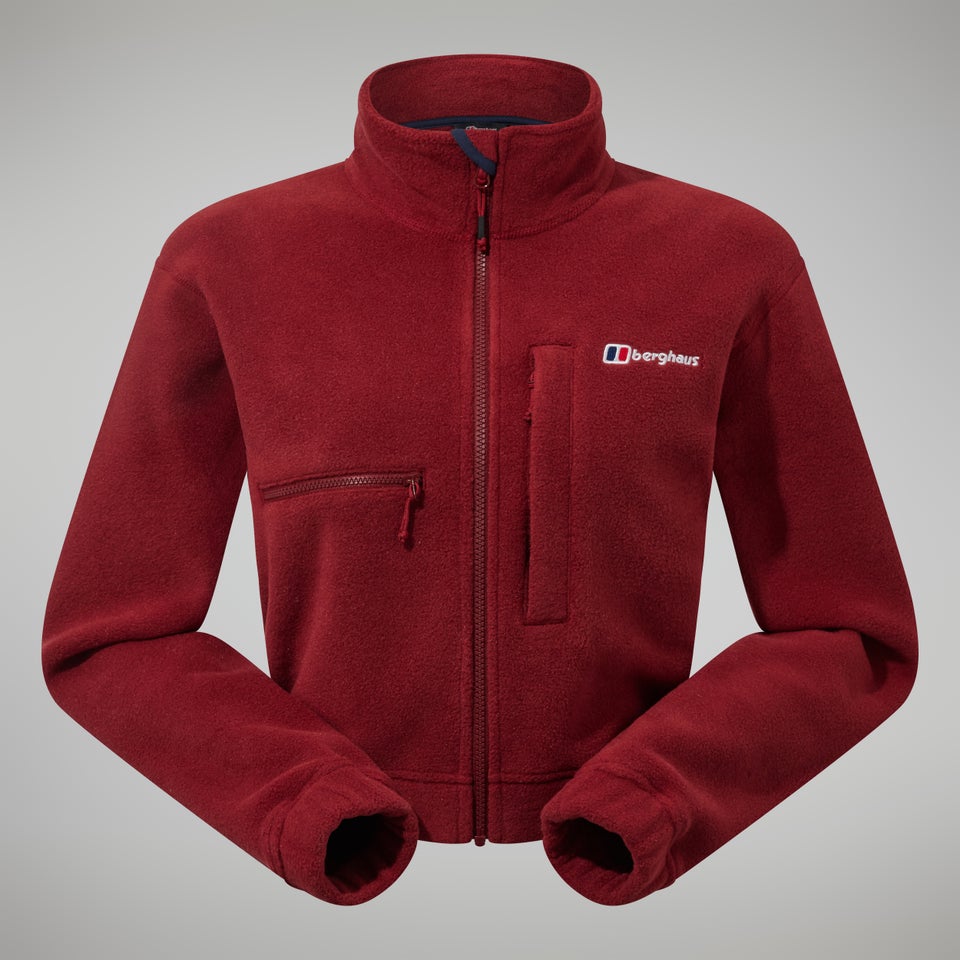 Women's Urban Cropped Co-ord Fleece Jacket - Dark Red