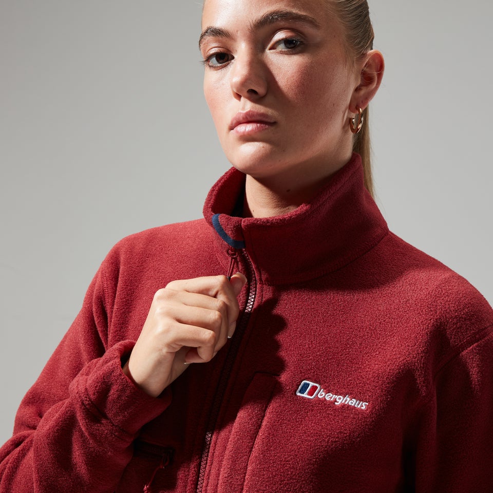 Women's Urban Cropped Co-ord Fleece Jacket - Dark Red