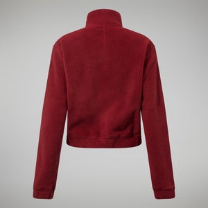 Women's Urban Cropped Co-ord Fleece Jacket - Dark Red