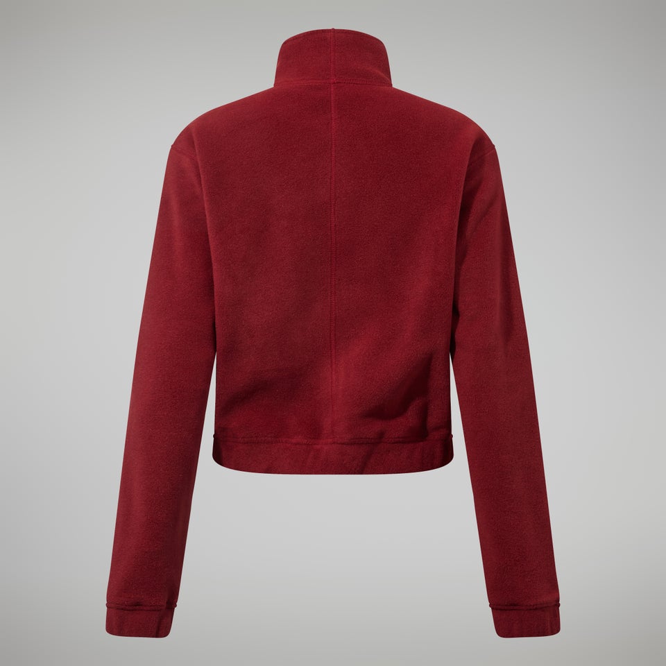 Women's Urban Cropped Co-ord Fleece Jacket - Dark Red