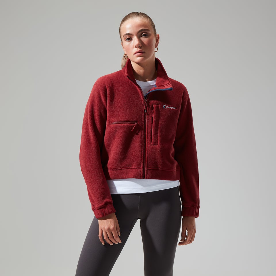 Women's Urban Cropped Co-ord Fleece Jacket - Dark Red