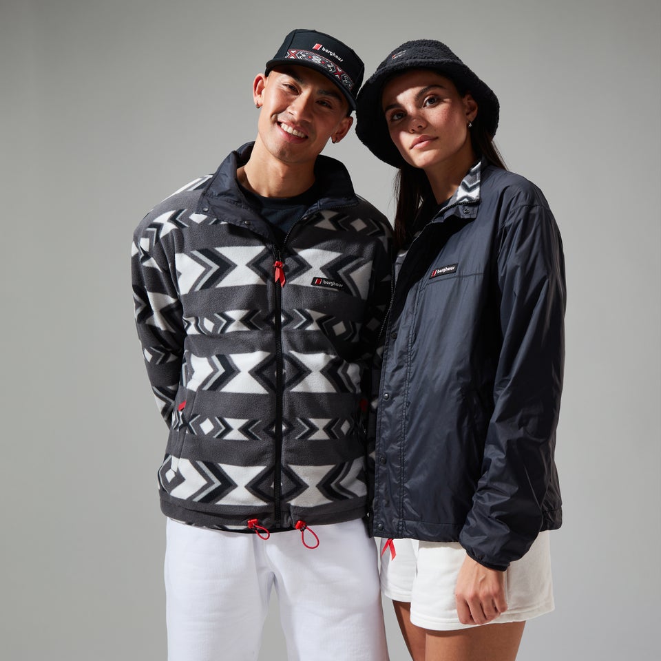Unisex Reverse Wind Full Zip Fleece - Black/Grey