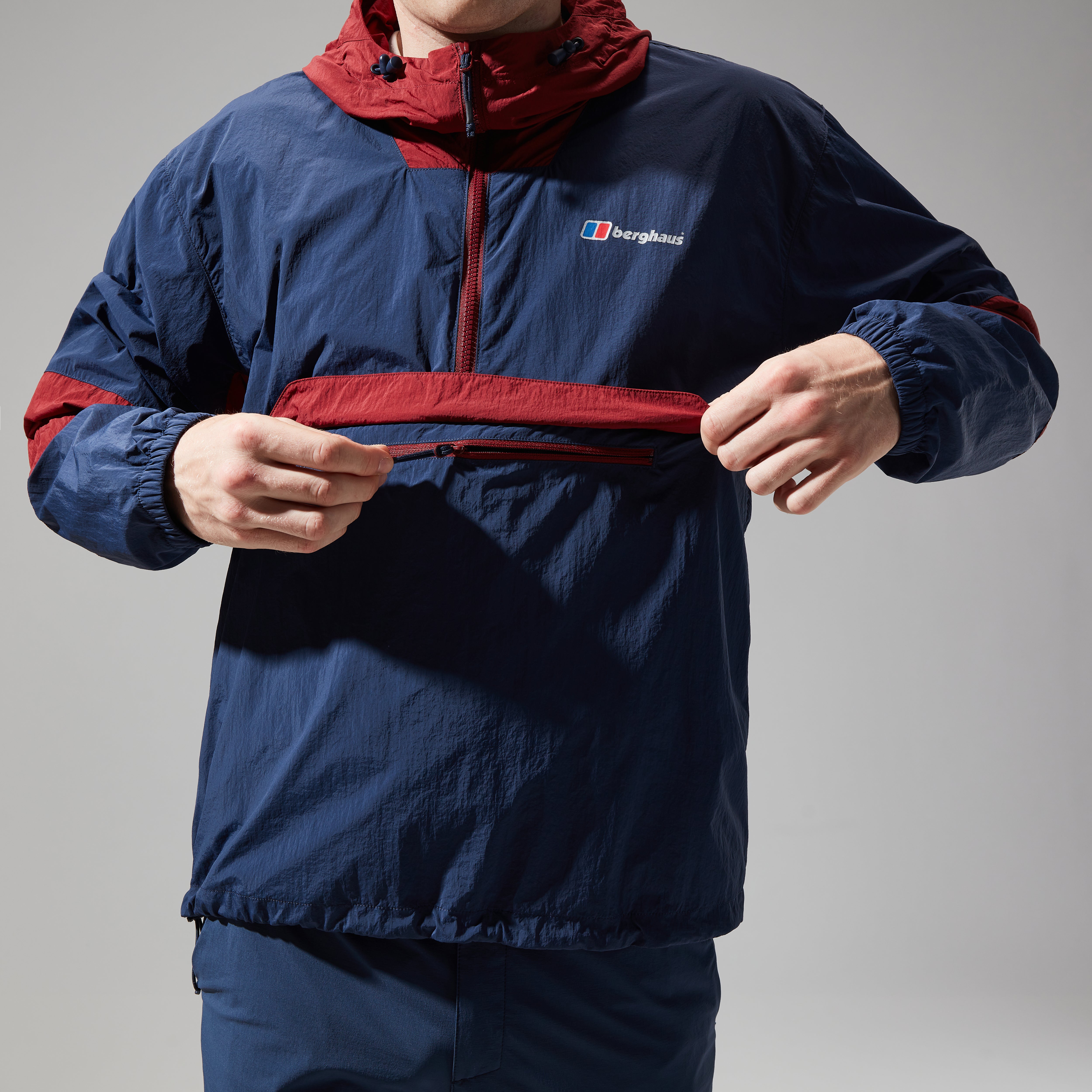 Men's Urban Co-ord Wind Jacket - Dark Blue/Dark Red