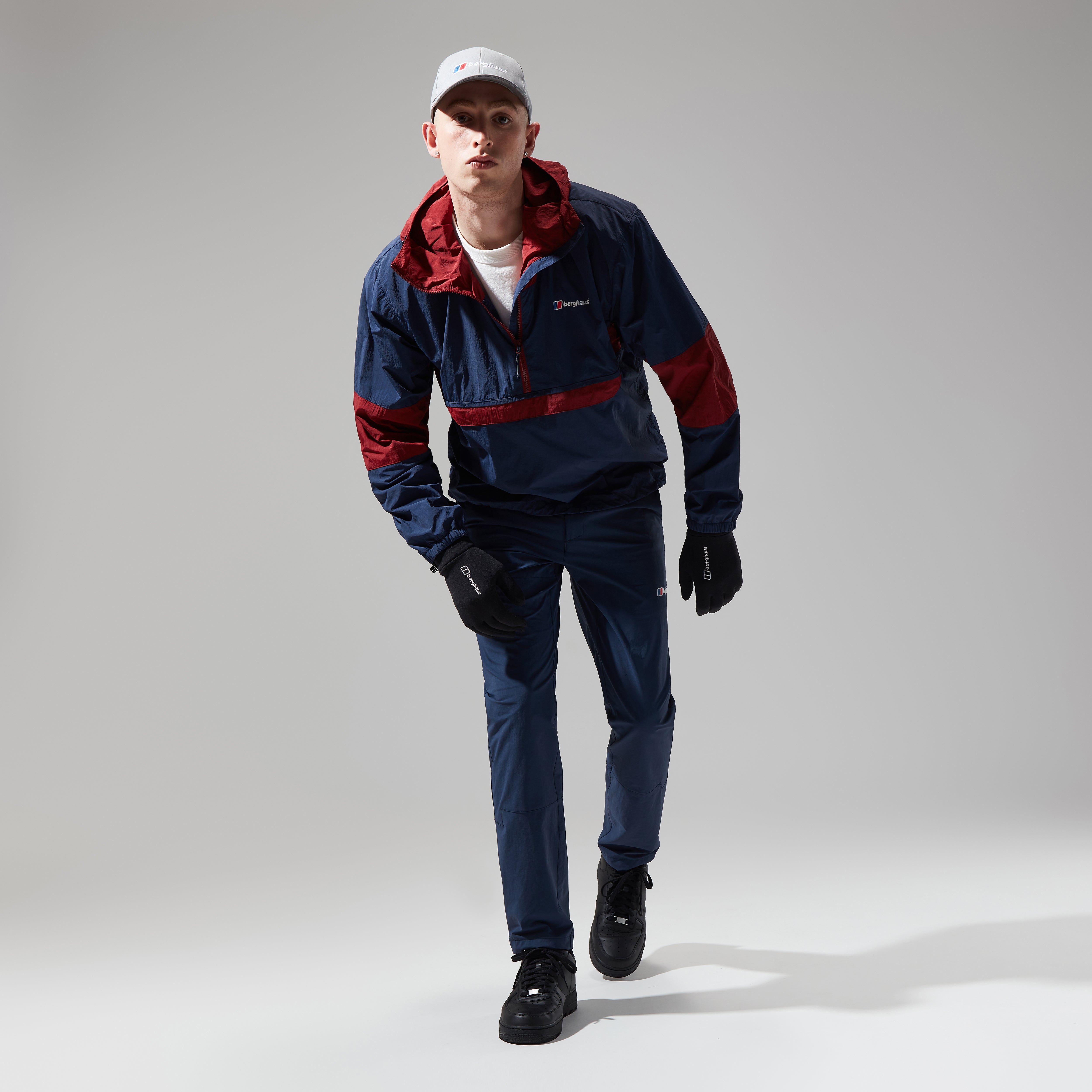 Men's Urban Co-ord Wind Jacket - Dark Blue/Dark Red