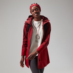 Omeara Lange Jacken für Damen - Dunkelrot