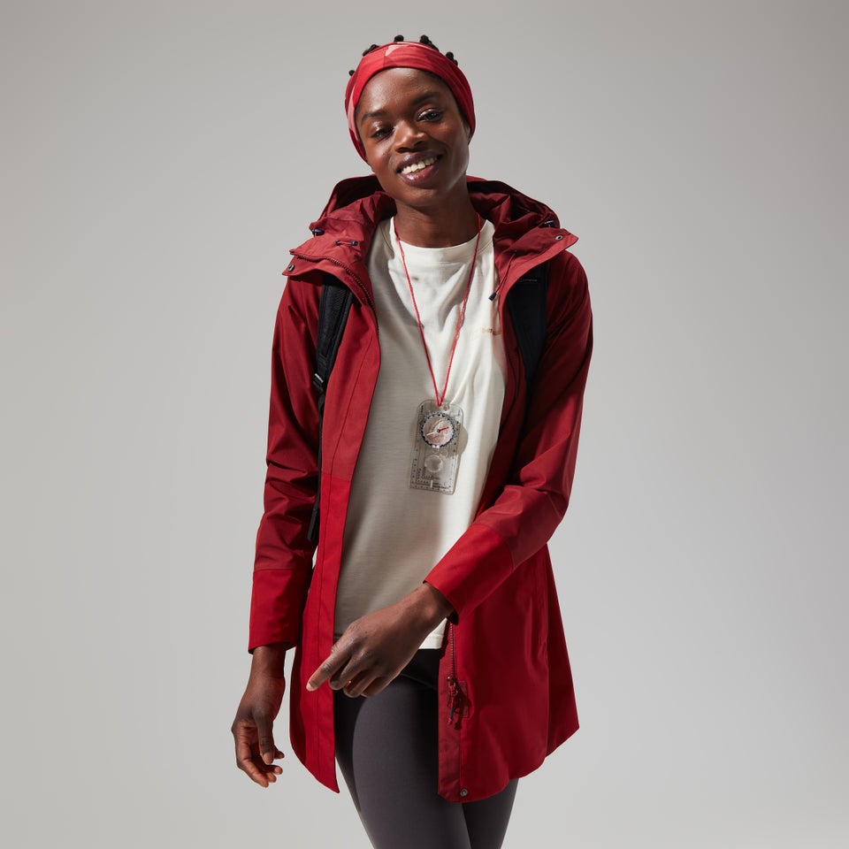 Omeara Lange Jacken für Damen - Dunkelrot