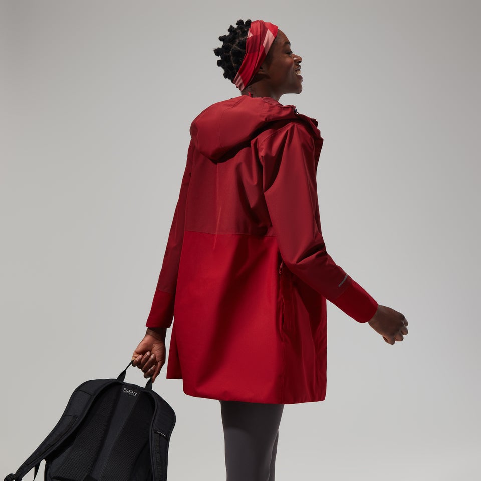 Omeara Lange Jacken für Damen - Dunkelrot