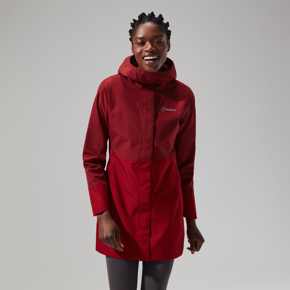 Omeara Lange Jacken für Damen - Dunkelrot