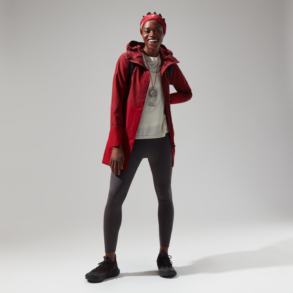 Omeara Lange Jacken für Damen - Dunkelrot