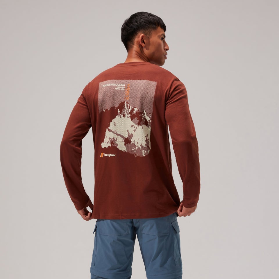 Unisex Kanchenjunga Static Long Sleeve Tee - Dark Brown