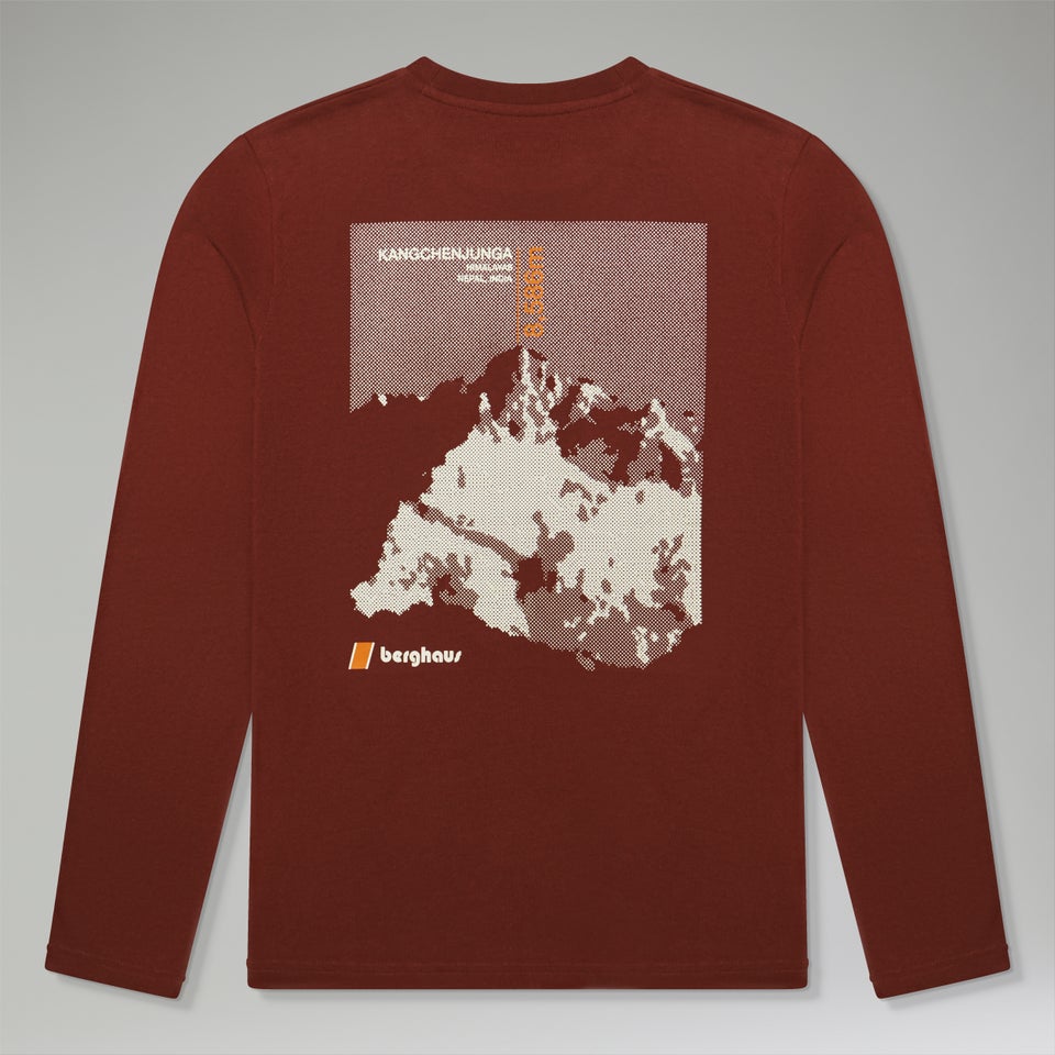 Unisex Kanchenjunga Static Long Sleeve Tee - Dark Brown