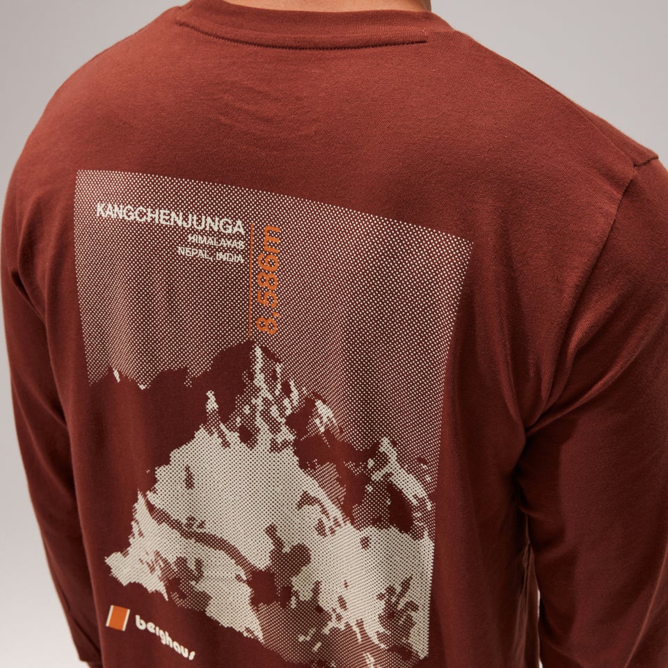 Unisex Kanchenjunga Static Long Sleeve Tee - Dark Brown