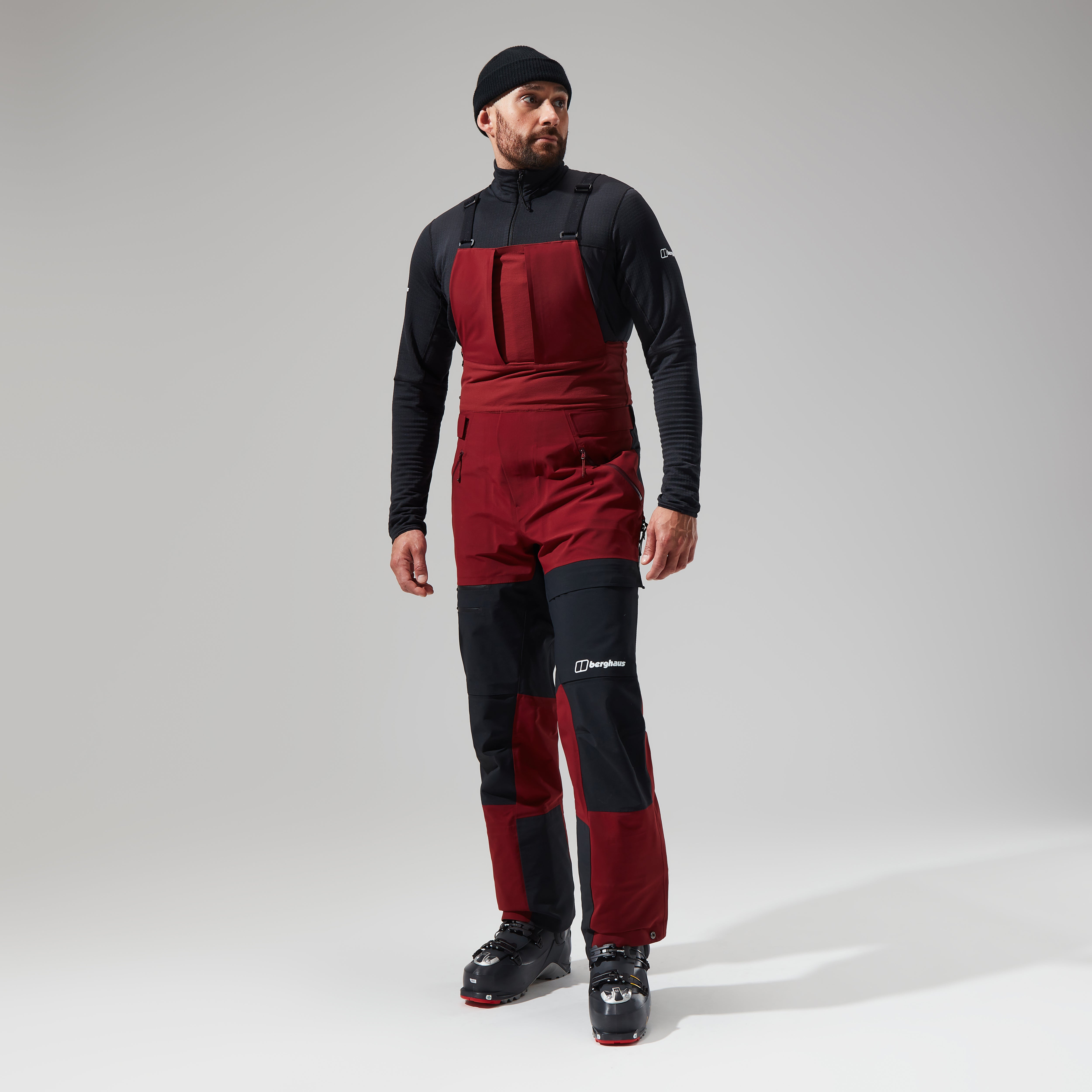 Men's MTN Arete Descend Gore-Tex Bib Pants - Dark Red/Black | Berghaus