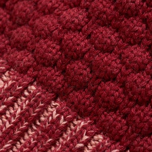 Bobble Beanie für Damen - Dunkelrot/Pink