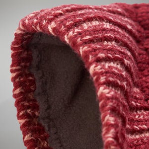 Bobble Beanie für Damen - Dunkelrot/Pink