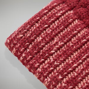 Bobble Beanie für Damen - Dunkelrot/Pink