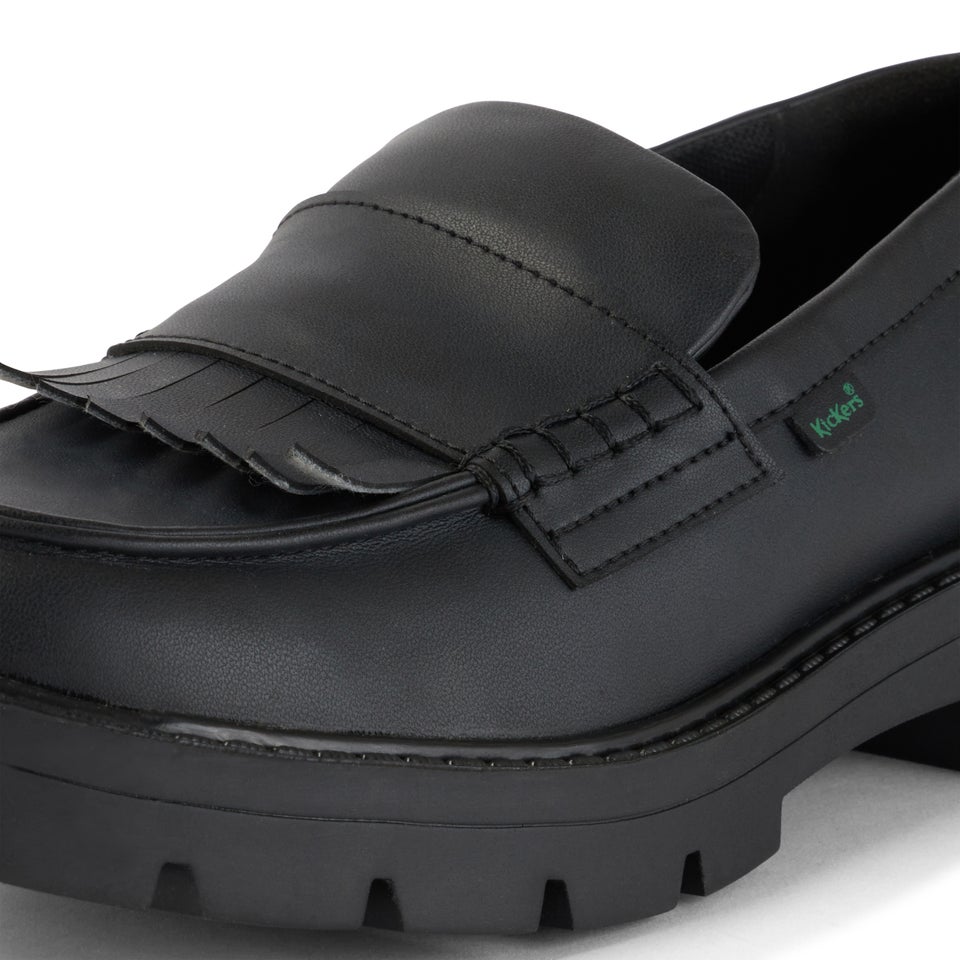 Youth Womens Kori Kilty Loafer Leather Alternative Black