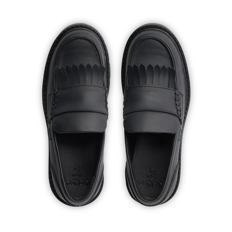 Youth Womens Kori Kilty Loafer Leather Alternative Black