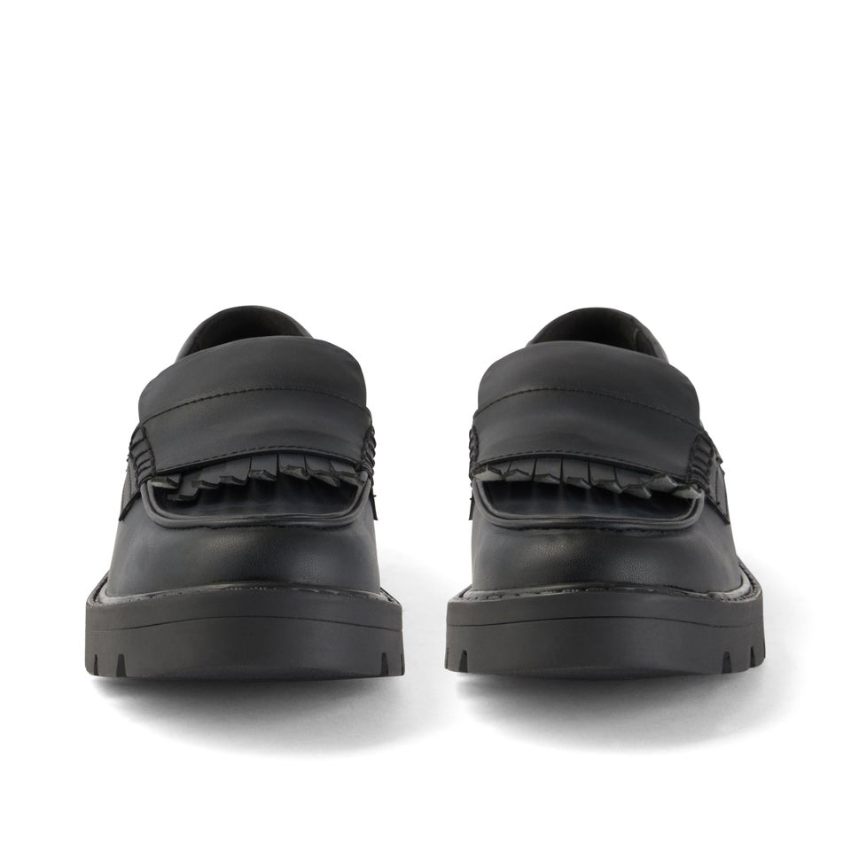 Youth Womens Kori Kilty Loafer Leather Alternative Black