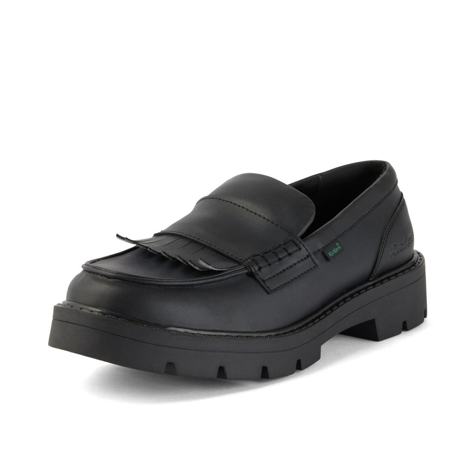 Youth Womens Kori Kilty Loafer Leather Alternative Black