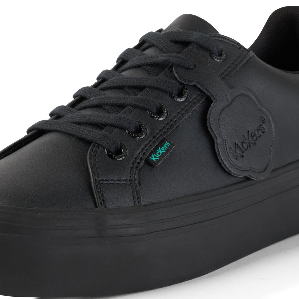 Youth Womens Tovni Stack Leather Alternative Black