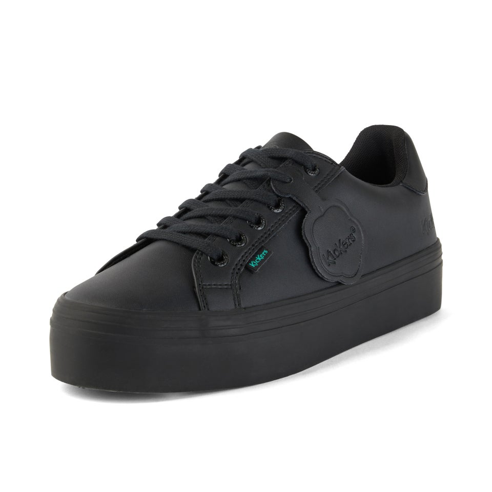 Youth Womens Tovni Stack Leather Alternative Black