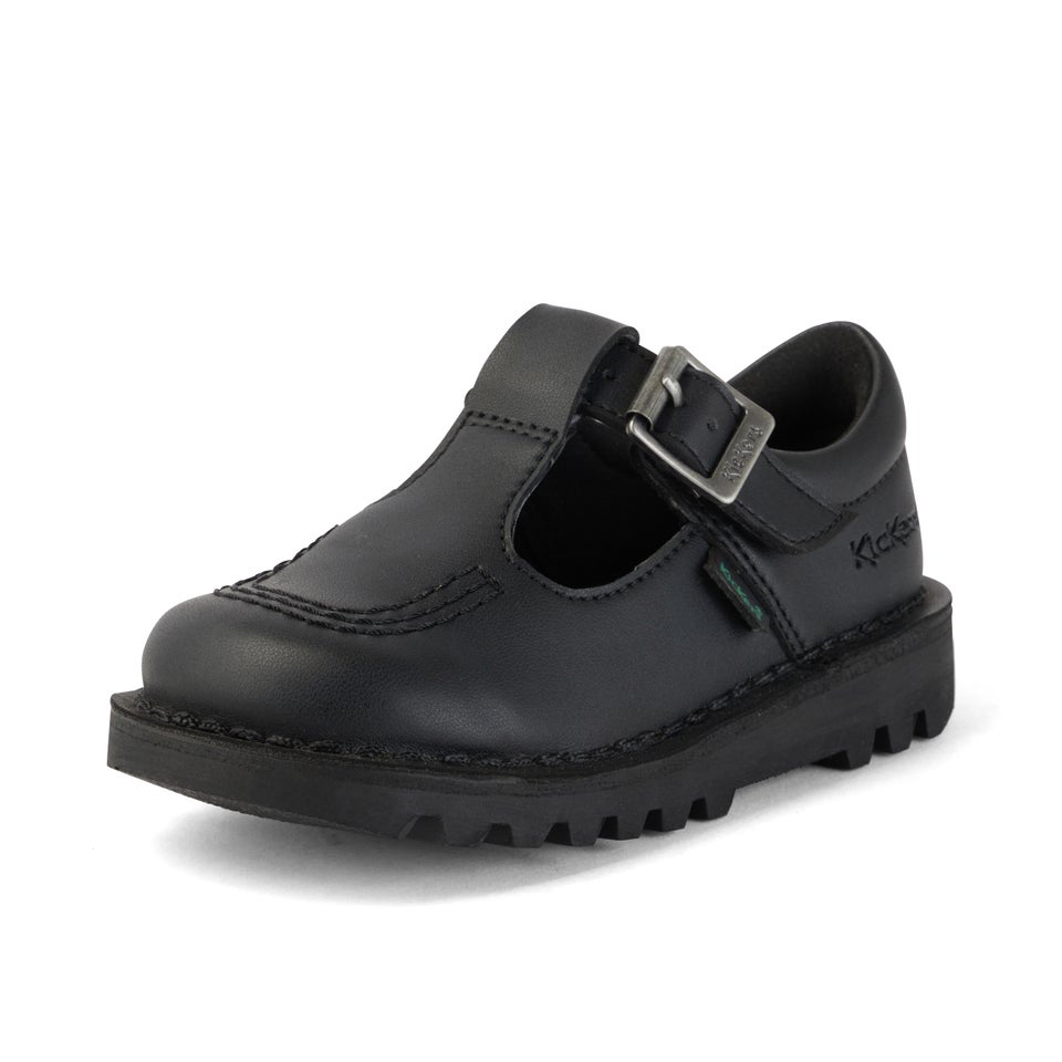 Infant Girls Kick T Bar Leather Alternative Black