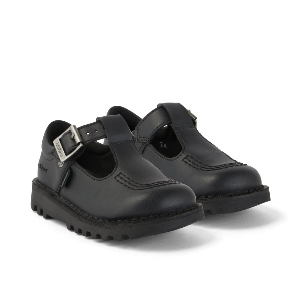 Infant Girls Kick T Bar Leather Alternative Black