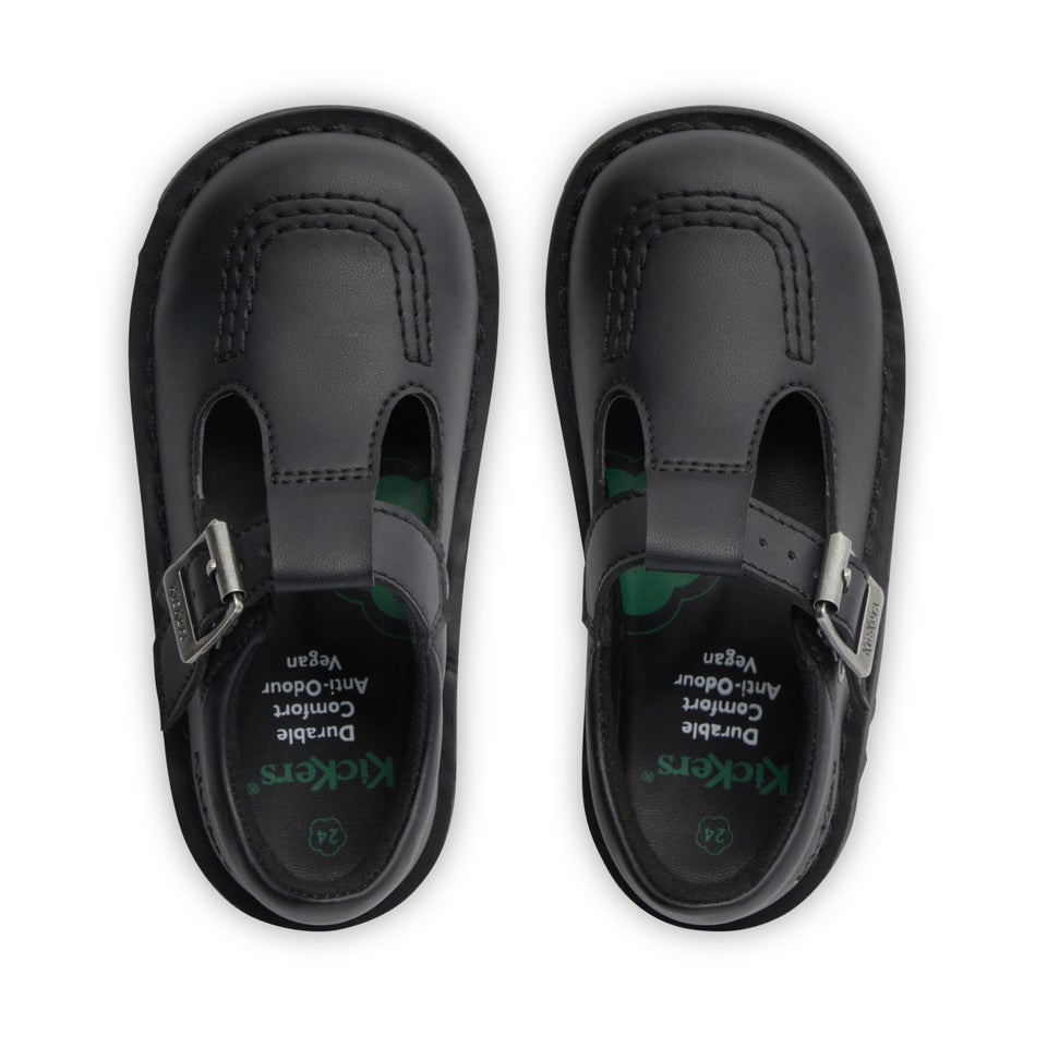 Infant Girls Kick T Bar Leather Alternative Black