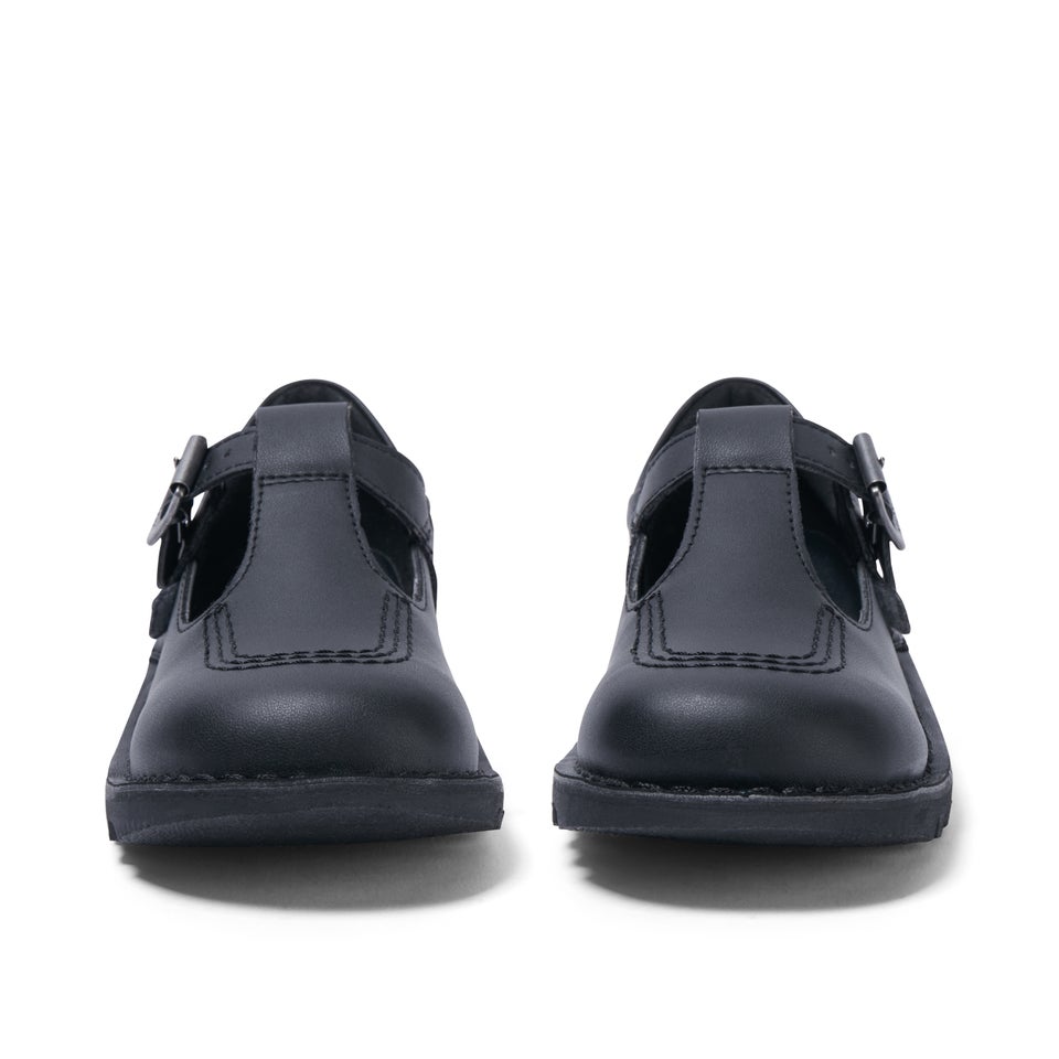 Junior Girls Kick T Bar Leather Alternative Black