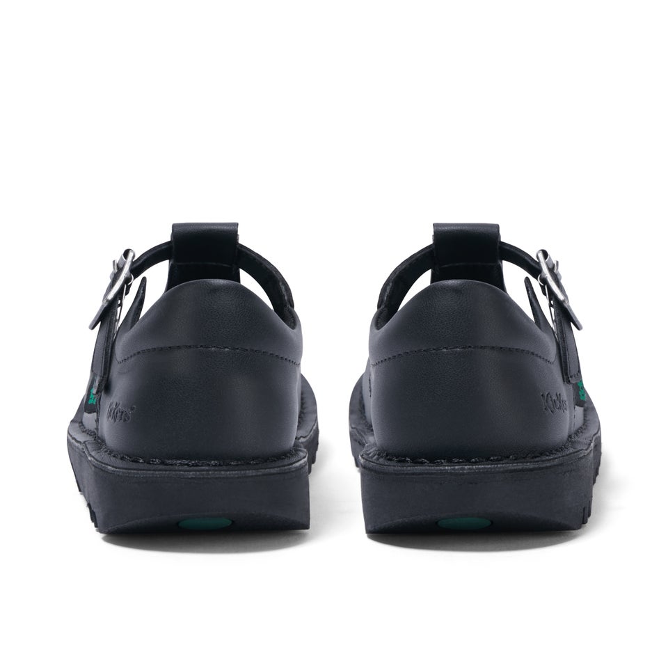 Junior Girls Kick T Bar Leather Alternative Black