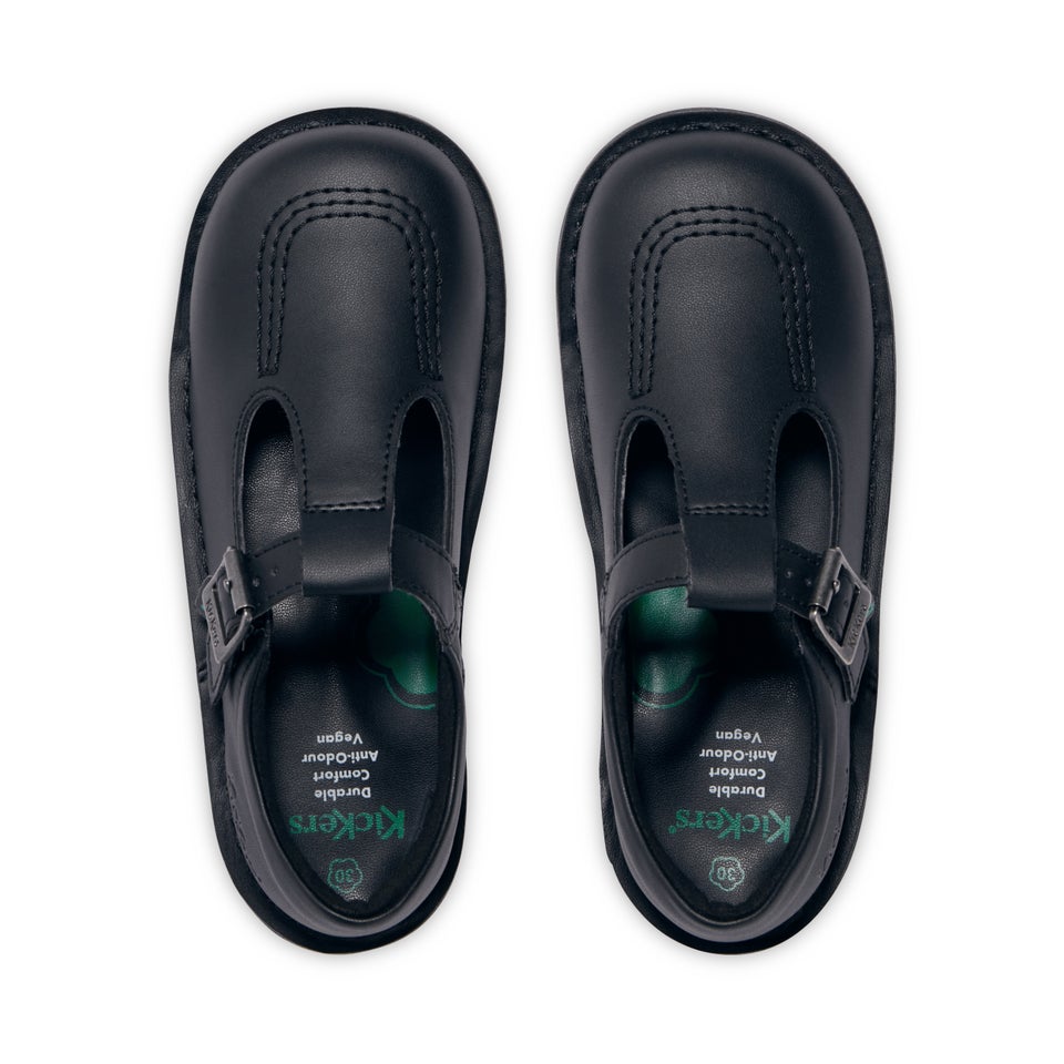 Junior Girls Kick T Bar Leather Alternative Black