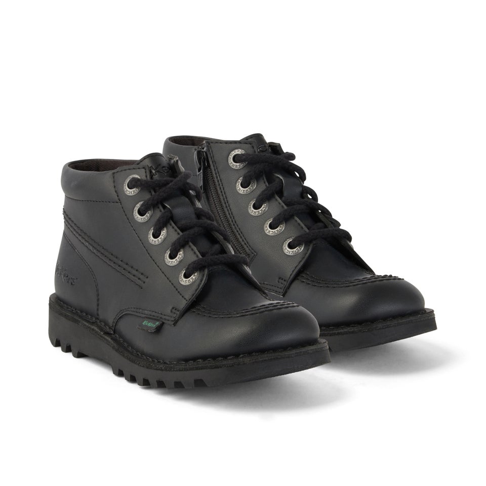 Junior Unisex Kick Hi Zip Leather Alternative Black