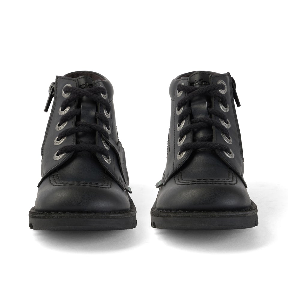 Junior Unisex Kick Hi Zip Leather Alternative Black