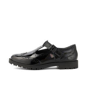 Youth Womens Lachly Brogue T Bar Patent Leather Black - 6
