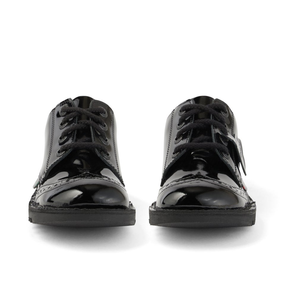 Junior Girls Kick Lo Brogue Patent Leather Black