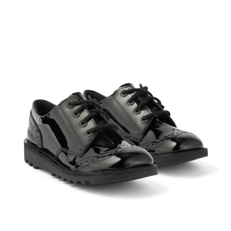 Junior Girls Kick Lo Brogue Patent Leather Black