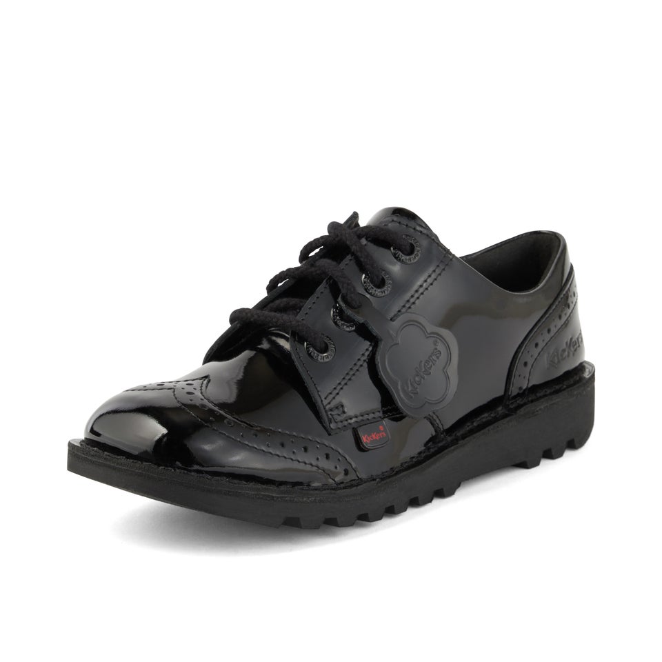 Junior Girls Kick Lo Brogue Patent Leather Black