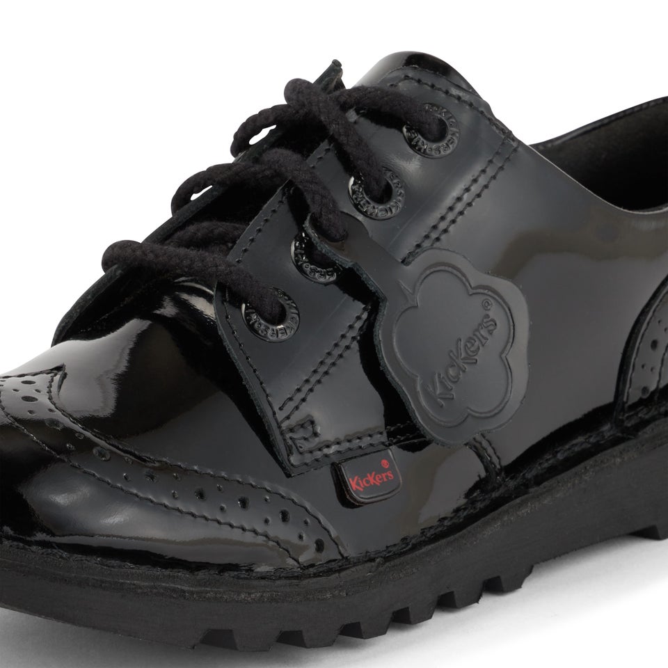 Junior Girls Kick Lo Brogue Patent Leather Black