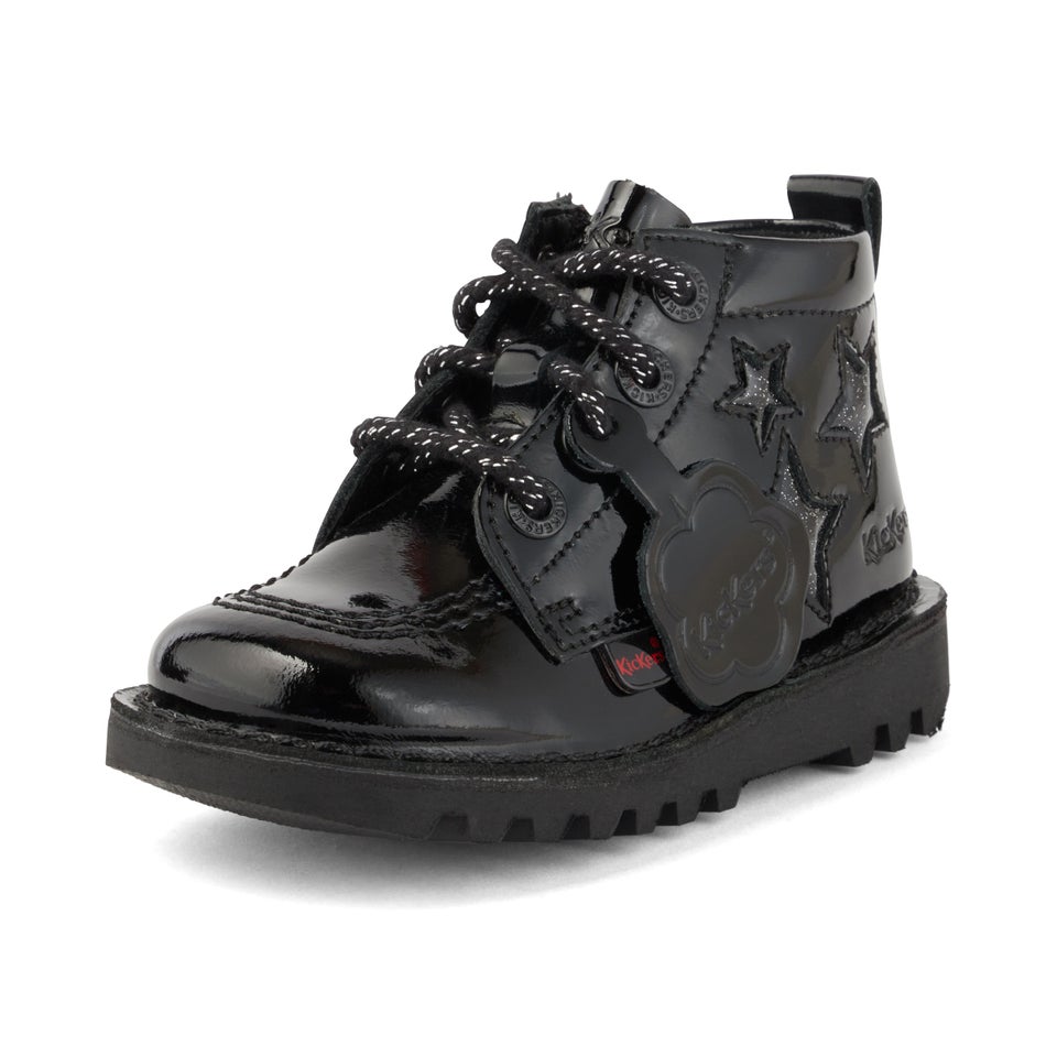 Infant Girls Kick Hi Star Patent Leather Black