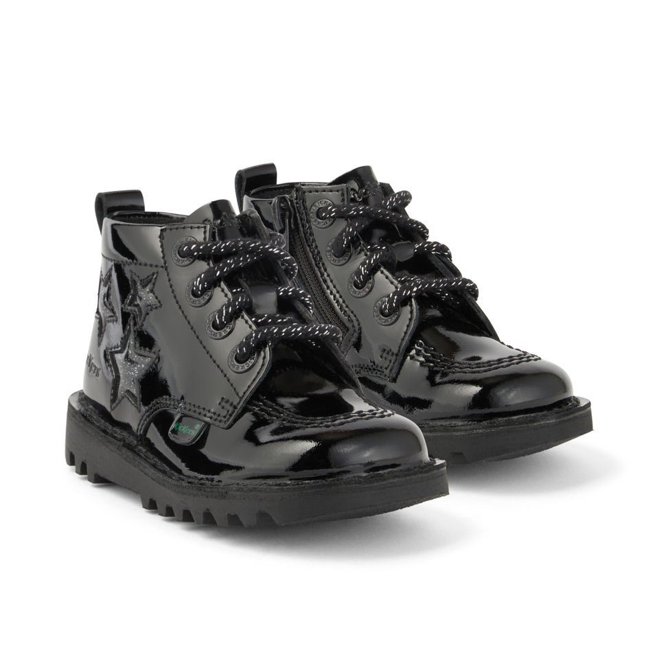Infant Girls Kick Hi Star Patent Leather Black